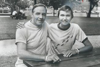 Keith Dunn and his son John, who is up and about after receiving a kidney from his father