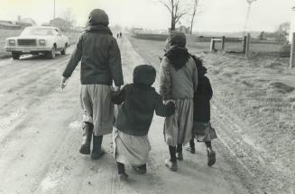 No school bus, Amish children walk to school, carry their lunches -- and finish school at Grade 8