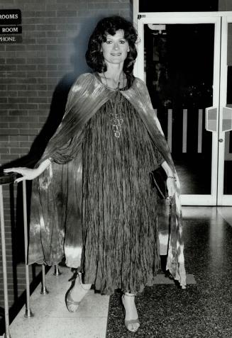 Festival fashion: Opening night at Stratford drew model Leah Hauser, Left, wearing tie-dyed Mexican cape over wine crinkle cotton dress