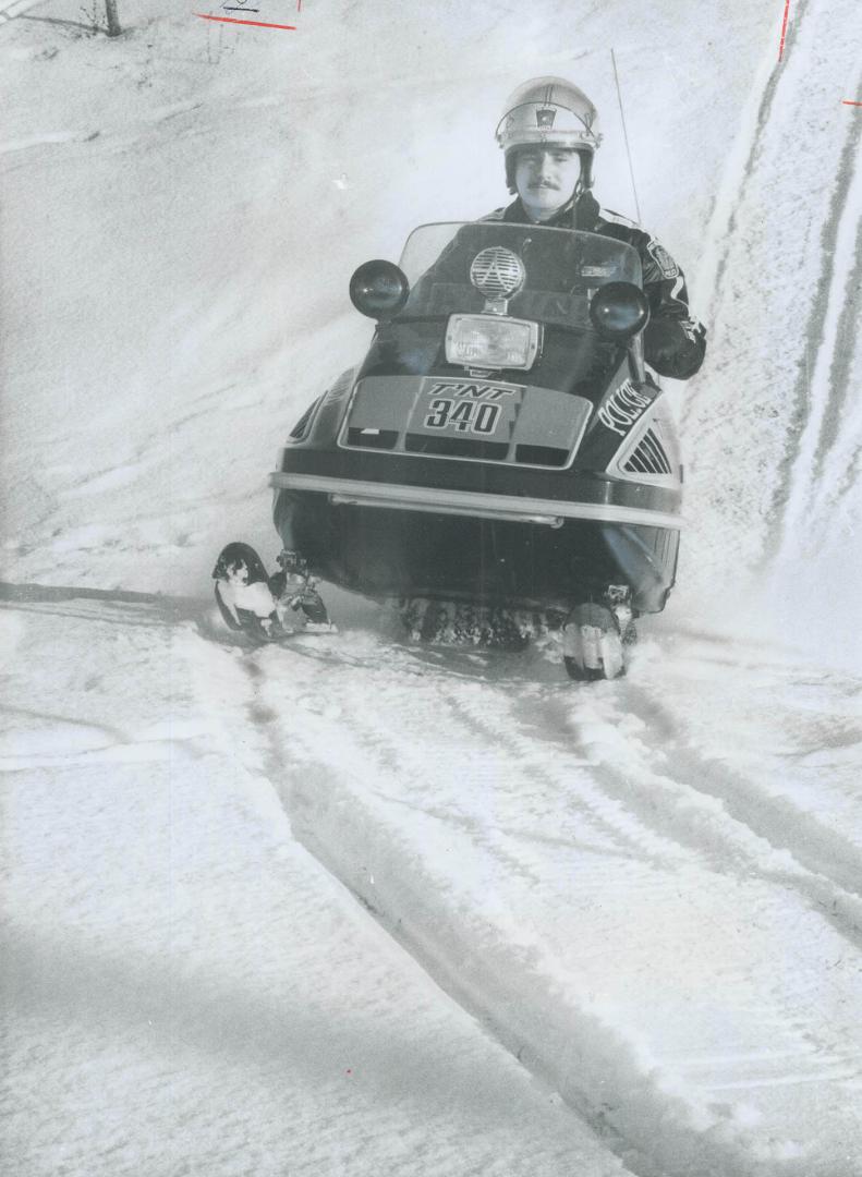 Snowmobile unit of Peel Regional Police has been patrolling open areas cruisers or patrols can't reach easily