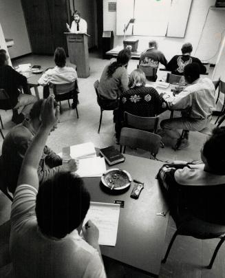 Group therapy: Salvation Army Lieutenant David Chalk leads a group session on anxiety