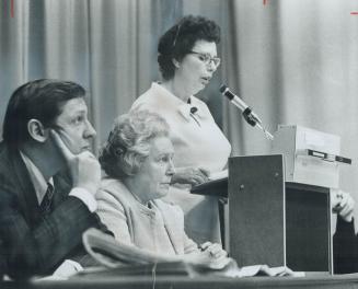 New democrat Ellen Adams addresses the last all-candidates meeting of the St