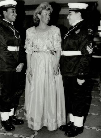 Above, Virginia Aird, who attended with husband Hugh and father-in-law former lieutenant-governor John Black Aird, chats with Air Cadet Melissa Ross