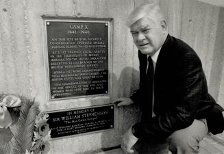 Bob Attersley: Whitby's mayor shows the plaque his town dedicated to Sir William Stephenson, the 'Man Called Intrepid', who directed a special training school for spies during World War II