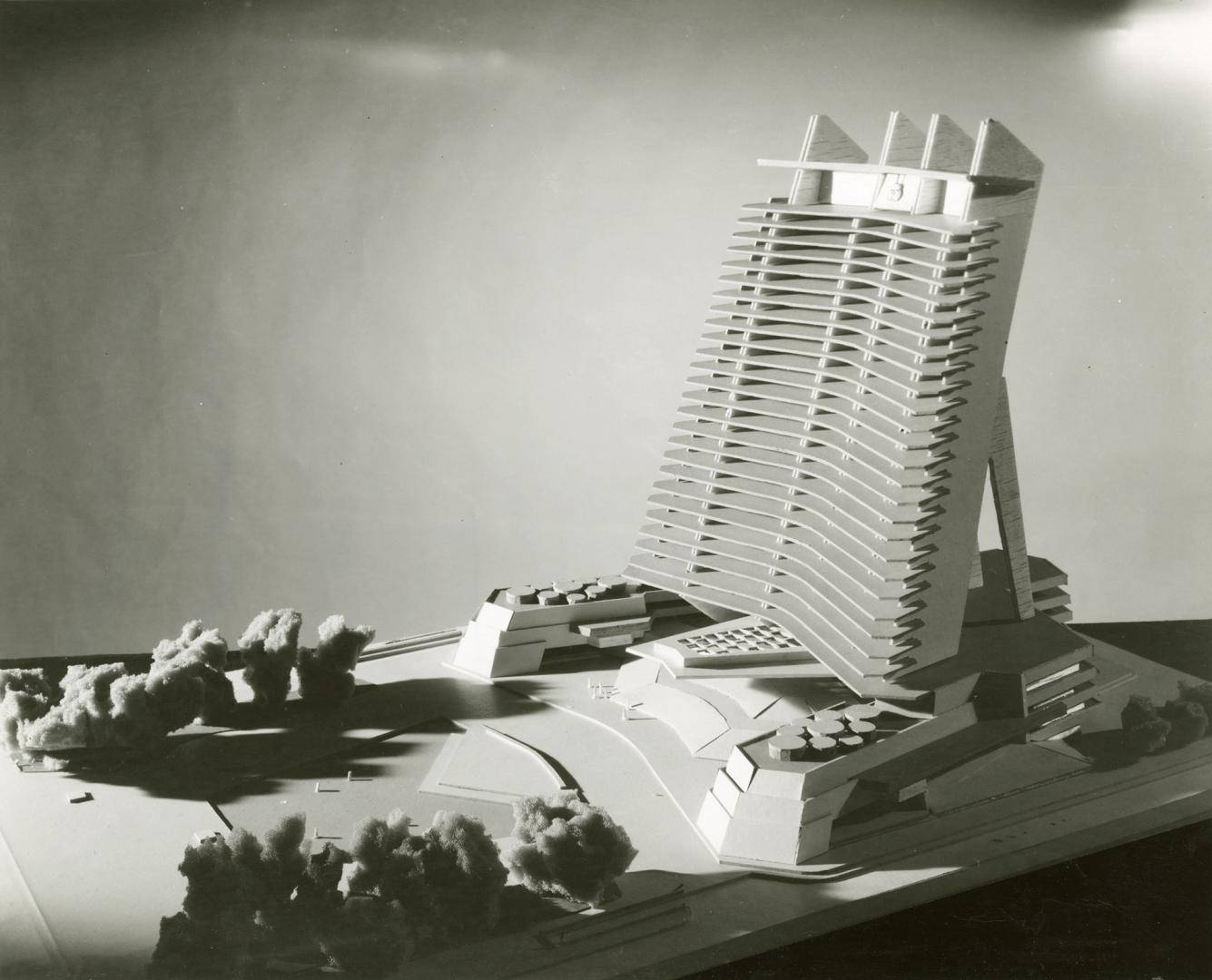 Christopher Owtram entry, City Hall and Square Competition, Toronto, 1958, architectural model