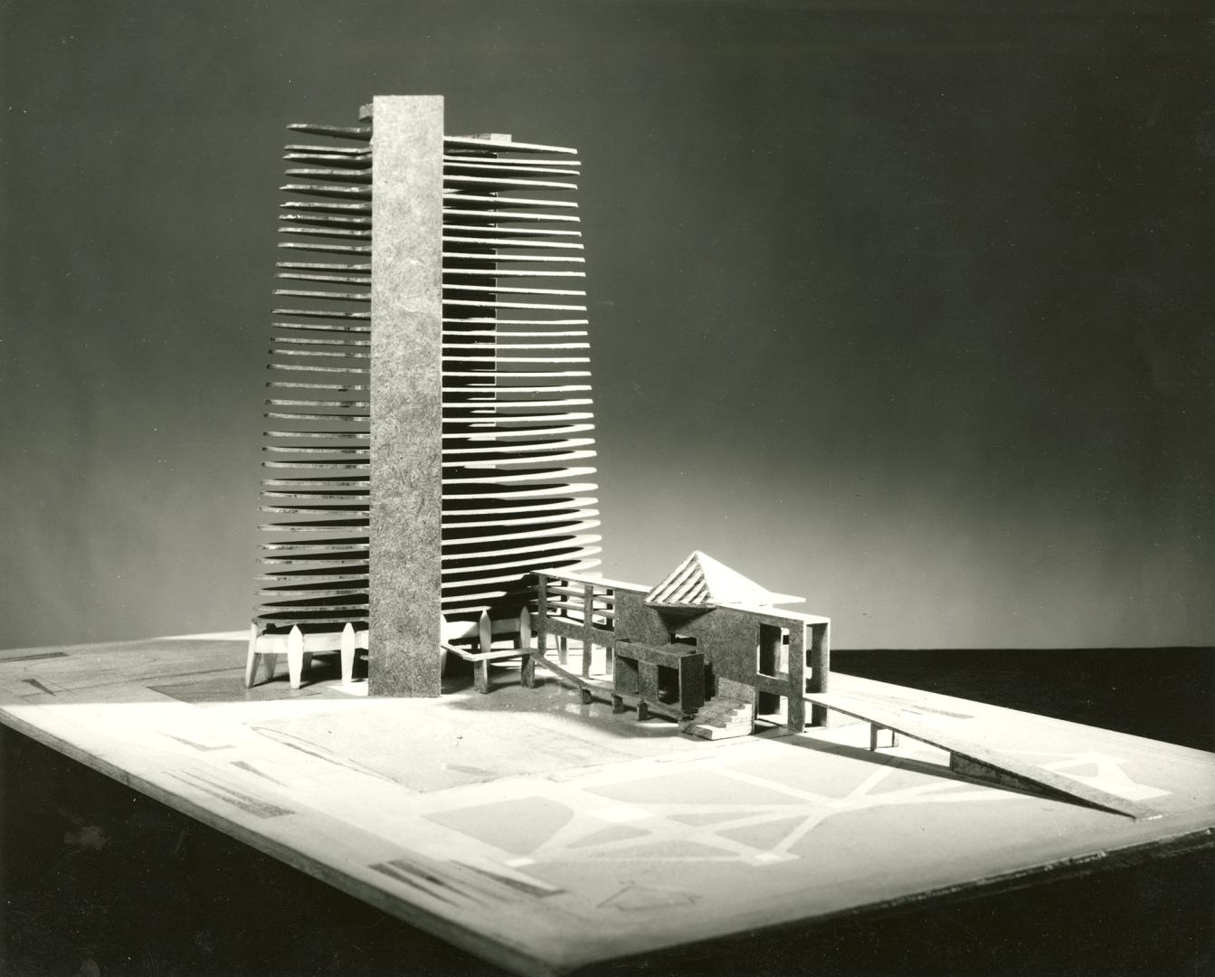 Balkrishna V. Doshi entry, City Hall and Square Competition, Toronto, 1958, architectural model