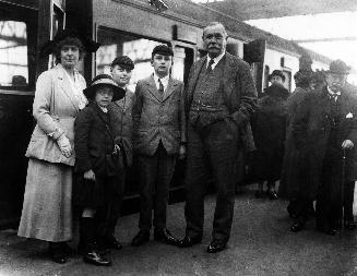 Arthur Conan Doyle and family at Waterloo Station, 1923