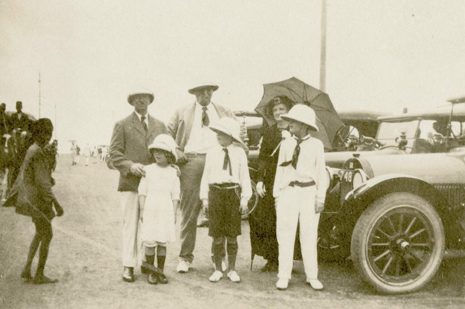 Arthur Conan Doyle and his children with nurse Mary Jakeman and secretary Alfred Wood in Mumbai, India