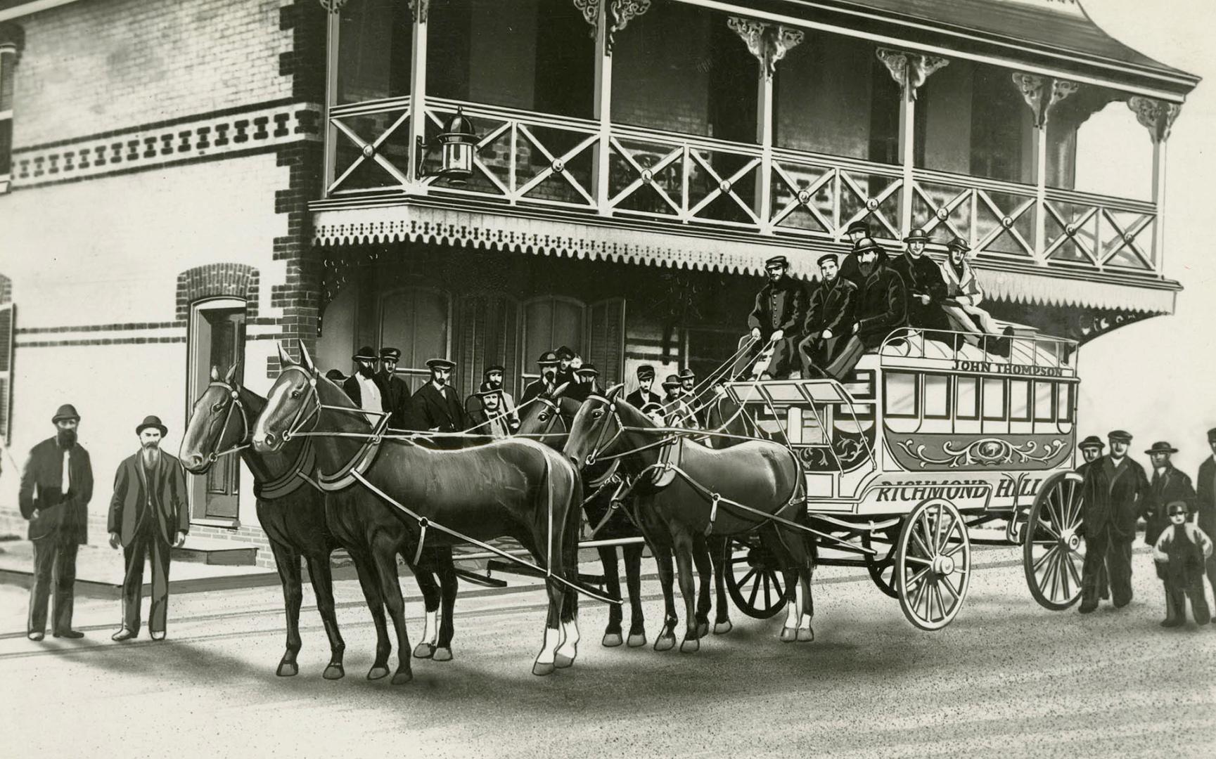 John Thompson, stage coach, operated from Toronto to Richmond Hill, Ontario