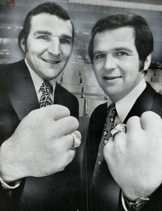 Stanley cup rings confirm past success of Team Canada's one-two coaching punch of Harry Sinden, right, and John Ferguson. SInden coached Boston Bruin (...)