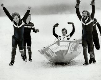 Touchdown for winners in ice canoe race