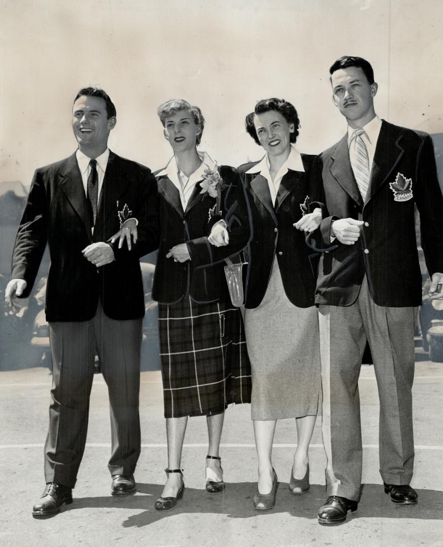 Off to olympics at London, England, are these Toronto members of Canadian track team, left to right