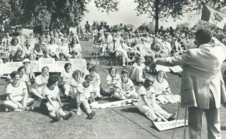 Taking a break in Saturday's events, the athletes joined with their hosts and officials in a singsong at Appleby College