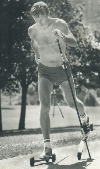 Who needs snow?, Lutz Luckow, the Canadian Masters Champion roller skier, in Wilket Creek Park yesterday afternoon, doesn't care what season it is