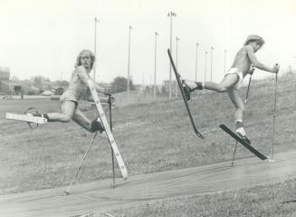 Pas de deux: Felix Veski, 17, left, and Art Bronkhorst, 19, perform what is known as a thumper in the developing art of ballet skiing