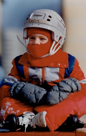 Rest for a rink rat, Seven-year-old Colin Mortiboys of Oakville was ready for action when his mother, Fran, took him to the rink at the Mississauga Ci(...)