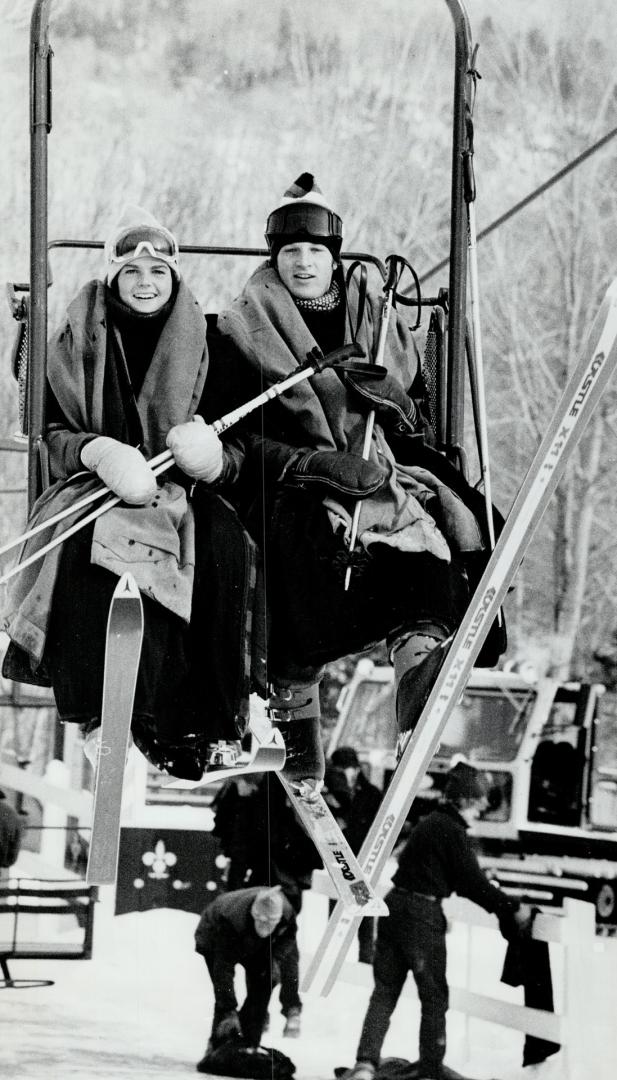 Blankets keep you warm for the long ride up the chairlift in bitter cold