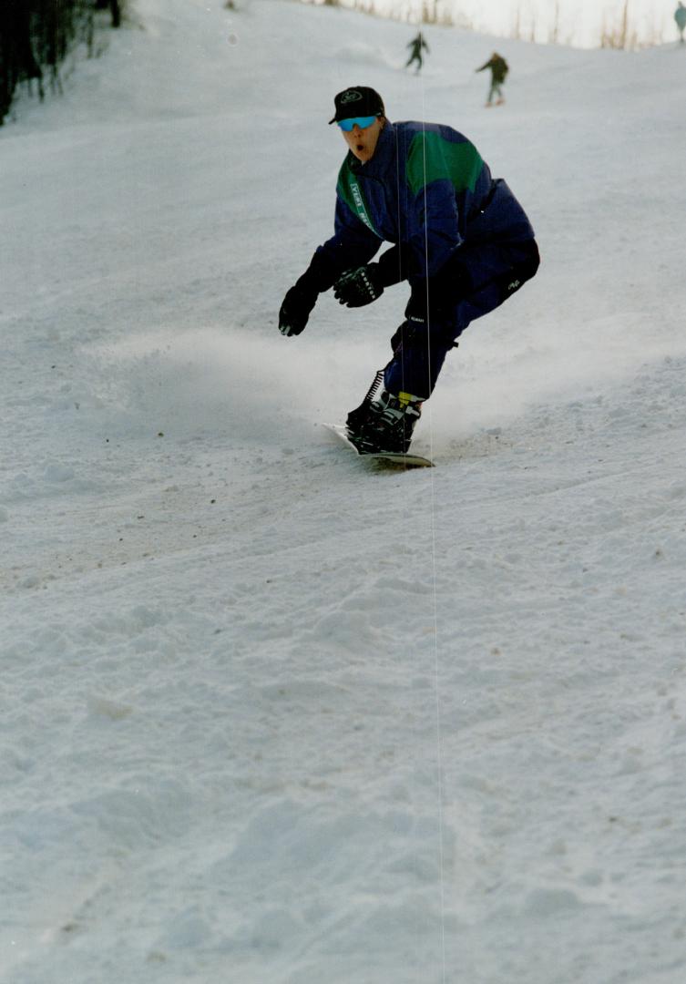 At the top: A very dedicated Manon Lajole, 26, ranks as the reigning champion for Ontario slalom snowboarding