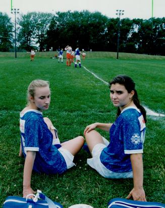 Out of Action: Erin Casselman, left, and Suzanne Ouellett were barred from boys' soccer tournament