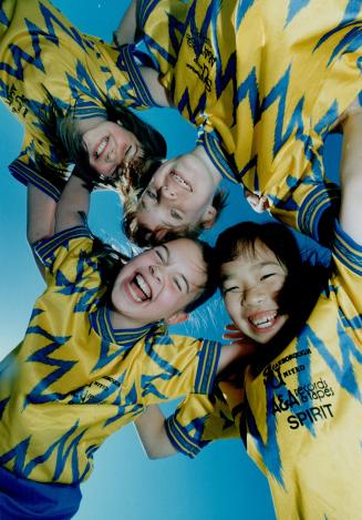 Circle of soccer friends, Scarborough United Women's Soccer Club is looking for more players to join (clockwise from upper left) Lindsay Hollins, 11, (...)