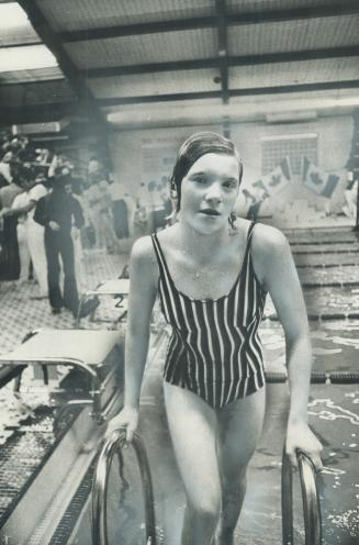 Russian victor: Elena Burmenskaya, member of Soviet swim team touring Canada, was an easy winner in the Ontario championships last night in Etobicoke