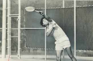 Rocketing a serve is Gus Villanueva who won two early-round matches esterday in Ontario Closed championships at Credit Valley Tennis Club. The Manila-(...)