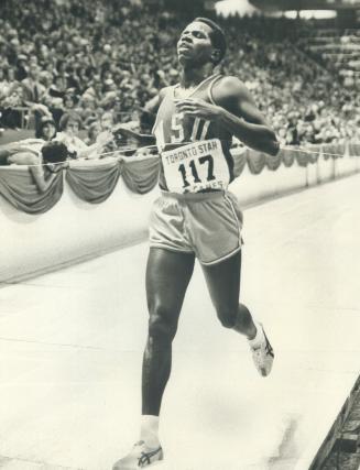 John Ngeno all alone at Tape. Kenyan far outdistanced field in three-mile race