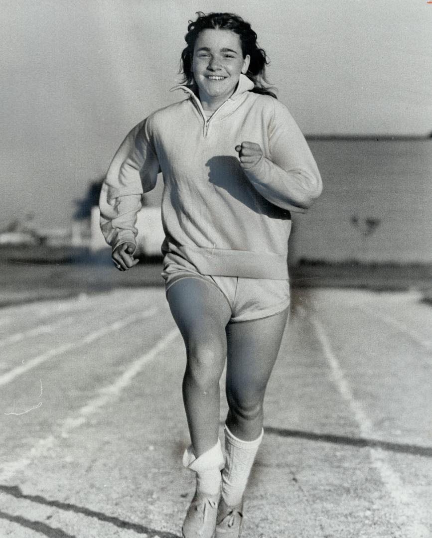 Linda Russell, 14, of Brampton, enjoys training for the 100 metres and relay in which she will compete at the Olympics for the Deaf in Yugoslavia in August