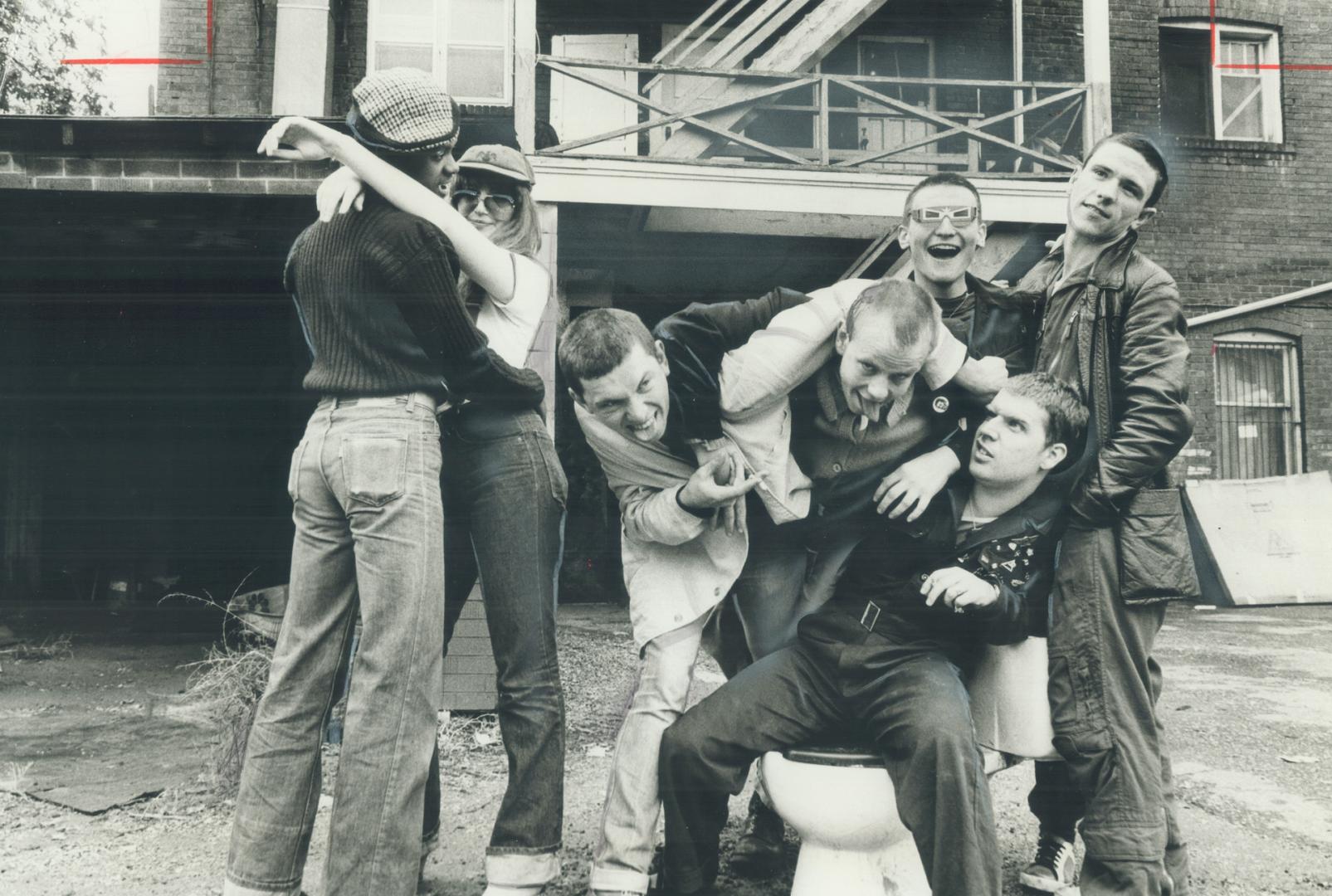 Young British actors put on their best 'punk' faces on a Danforth Ave