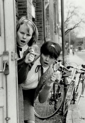 Drew's Clues Scriptwriters Bev Cooper, left, and Ann-Marie MacDonald play detective for their Nancy Drew: Clue In The Fast Lane series at Theatre Passe Muraille