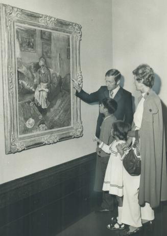 Youthful first-nighters Kevin Davie, 8, and his sister Karin, 6, are shown one of the paintings of French artist Edouard Vuillard at the opening of hi(...)