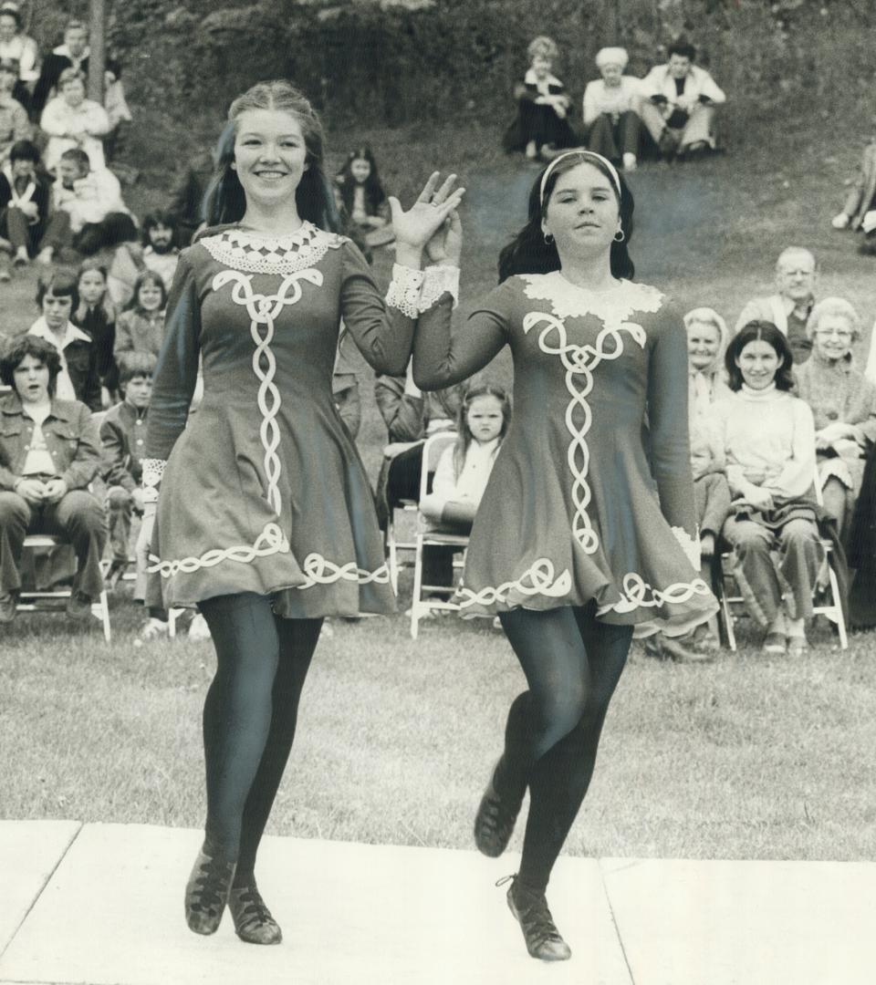 A Jig for the Queen. Recently returned from competitions in Ireland where they won prizes, Bernadette Shanahan (left), 15, her cousin, Michelle Shanah(...)