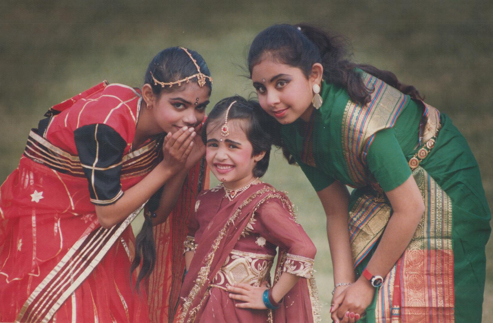 Parminder Singh, 9, Nishi Garcha, 4, and Angelee Jain, 10, are students at the Payal Dance School, where they learn a form of classical Indian dance a(...)