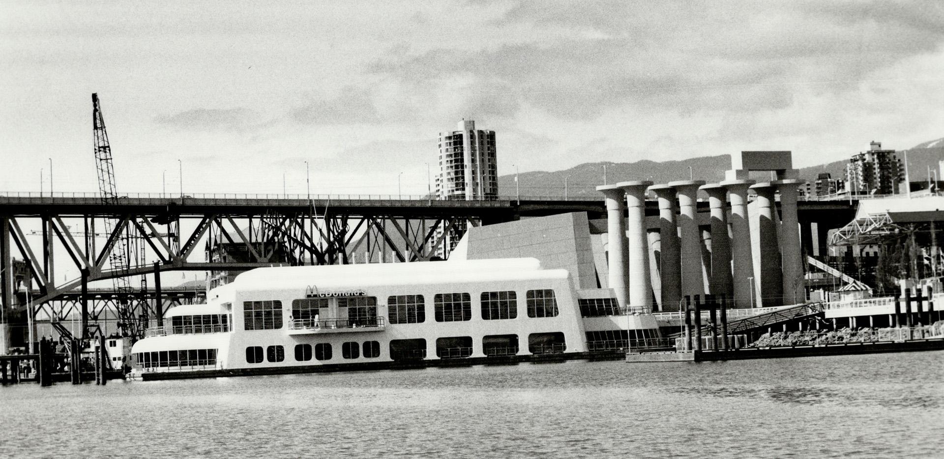 Among the eating places at Expo 86y is McDonald's second floating restaurant, which will serve up a good portion of the two million hamburgers it's estimated fair-goers will eat