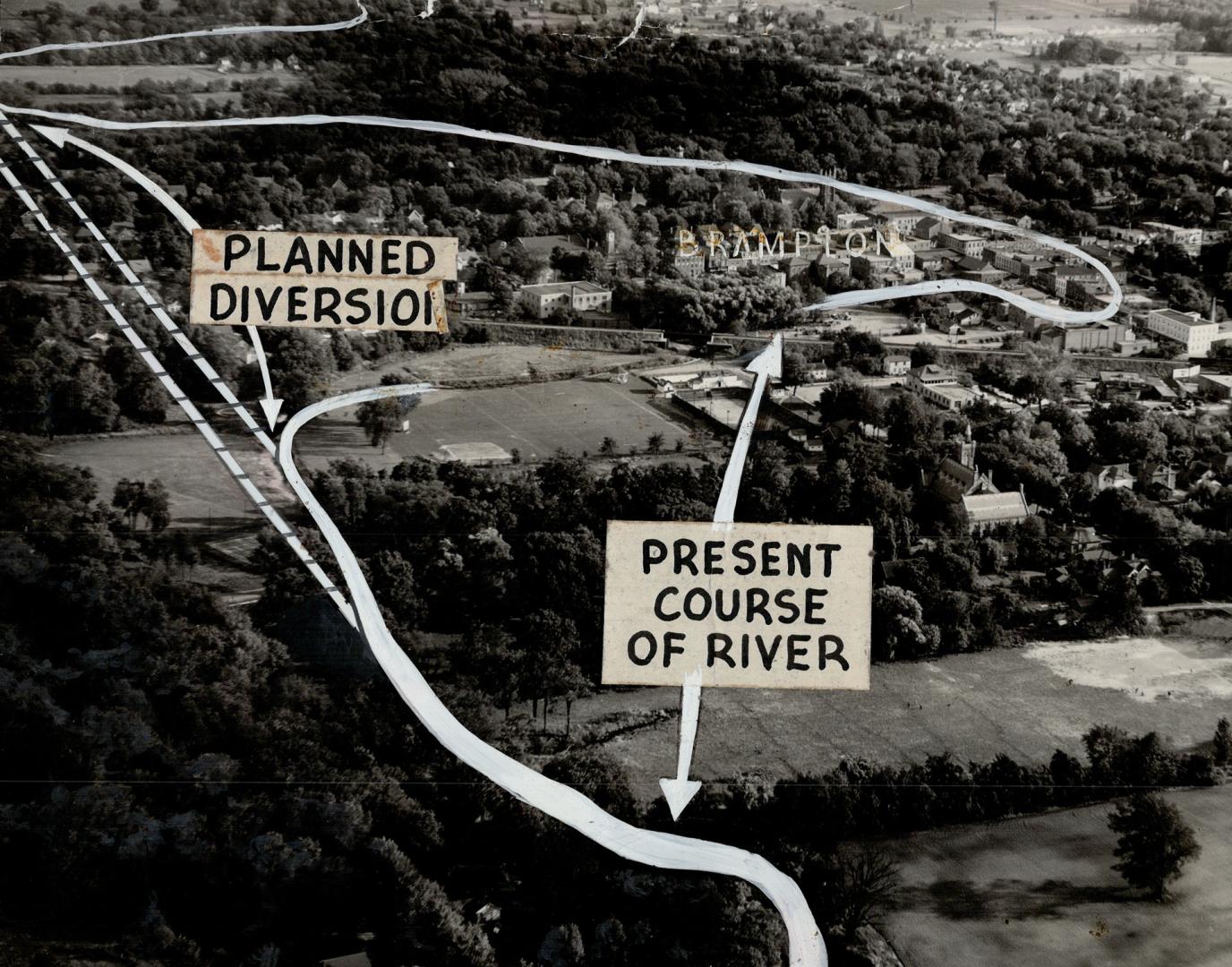 Flood control plans for the Etobicoke river involving a three-way split of costs between three levels of government, would divert the stream from Bram(...)