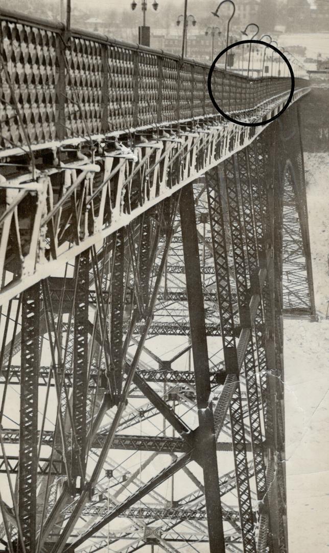 Watchers on the Canadian side of the river saw the sag in the bridge floor when they looked along this up-river side