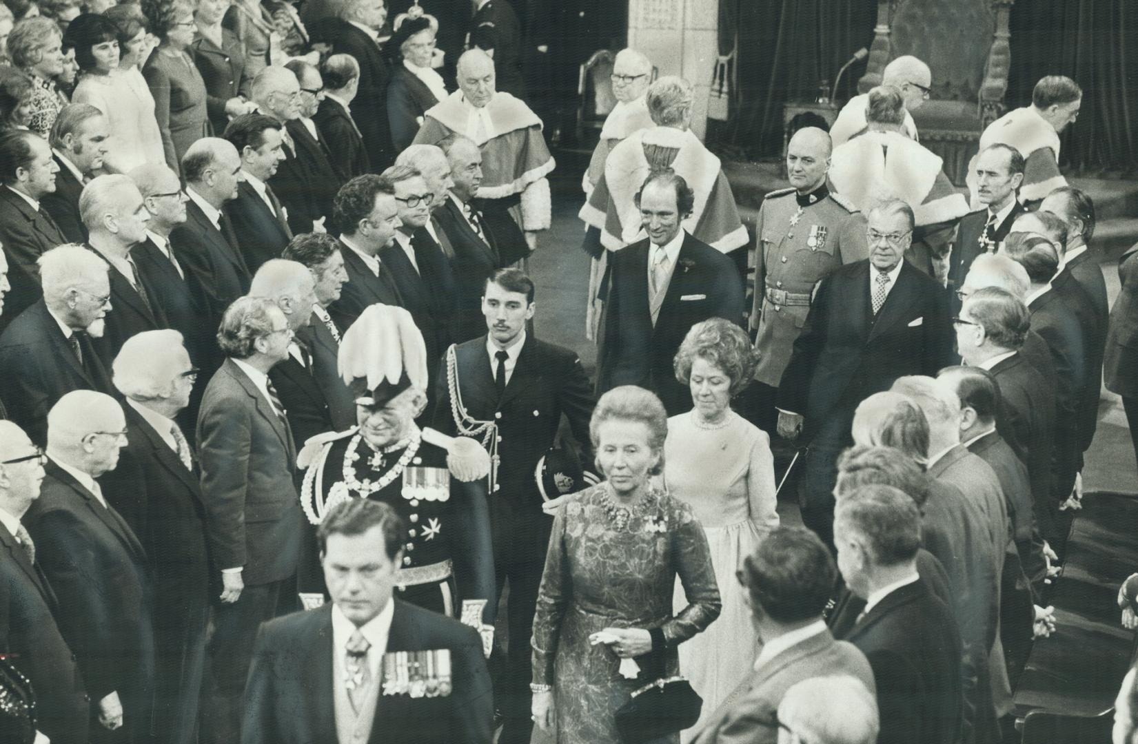 Governor-General Michener, Prime Minister Trudeau and Senate Leader Paul Martin led the pomp and ceremony that opened the 29th Parliament