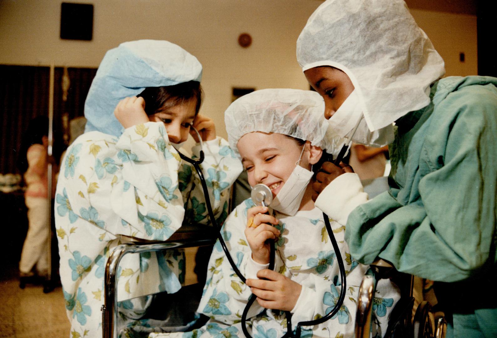 Young doctors check out hospital