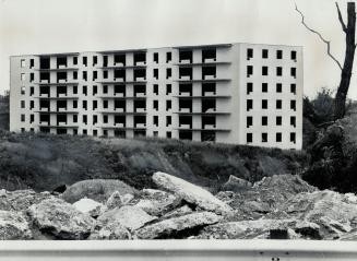 Ghostly apartment shell on Bayview Ave