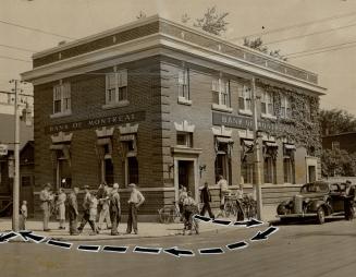 Escaping with $12,549, the hold-up men ran from the front of the Bank of Montreal branch on Royce Ave