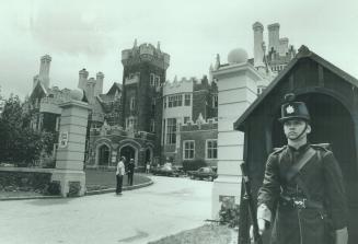 Casa Loma guard wears 1860 uniform of Queen's Own Rifles