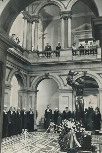 Bar Honors Dead. Although next Wednesday is Remembrance Day, the Law Society of Upper Canada held service yesterday at World War II memorial in rotunda of Osgoode Hall