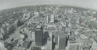 50 cents you can see forever -- from the 55th-floor observation gallery of the Toronto-Dominion Centre, tallest building in the Commonwealth