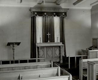 From the new chapel the dedication service was broadcast to the congregation in the church