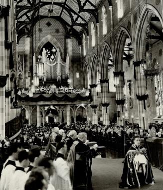 The vast congregation attending the requiem for the pope is shown in this photograph taken from the high altar