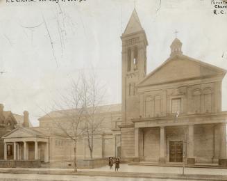 Church struck by lightening. The above picture shows Our Lady of Lourdes church on Sherbourne St., which was struck by lightning to-day. The lightning(...)