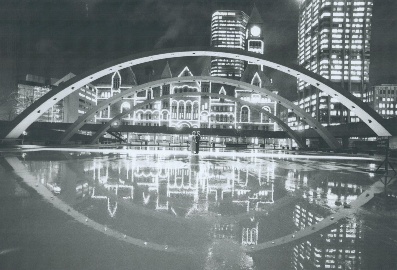 Reflections of spring, As our warm spring weather brings skating season to a close at Nathan Phillips Square, the wet surface of the rink reflects the(...)