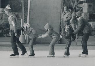 Following in dad's slippery footsteps, The starting lineup for a day of skating at Nathan Phillips Square yesterday includes the Alexander family from Pickering