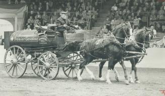 An early fuel oil delivery wagon, a big attraction of Senior Citizens' Day Royal Agricultural Winter Fair