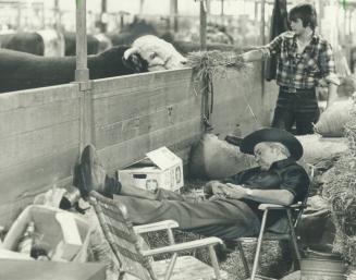 Time out: It can be plain hard work behind the scenes at the Royal Agricultural Winter Fair